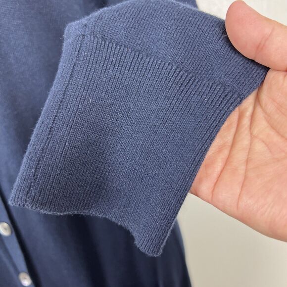 Brooks Brothers Sweater Women Large Navy Knit Cotton Cashmere Button Up Cardigan - Picture 9 of 15